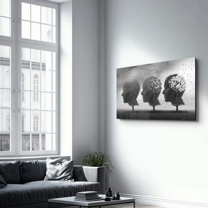 Glass wall art titled "A Phase Of Forgetting Things" by Artdesigna, featuring abstract design on clear glass surface.