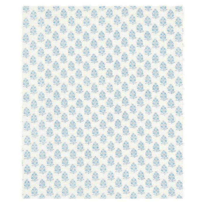 Schumacher Aditi Hand Blocked Print Fabric in Blue - Fabric - The Well Appointed House
