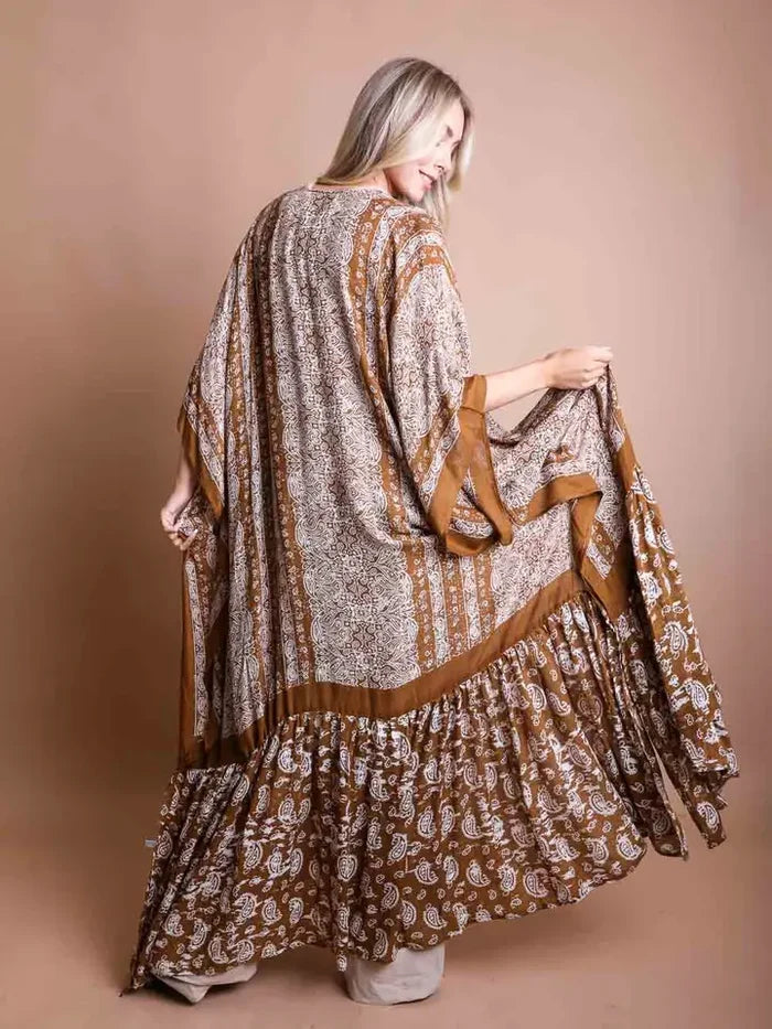 Airy Paisley Drape Kimono