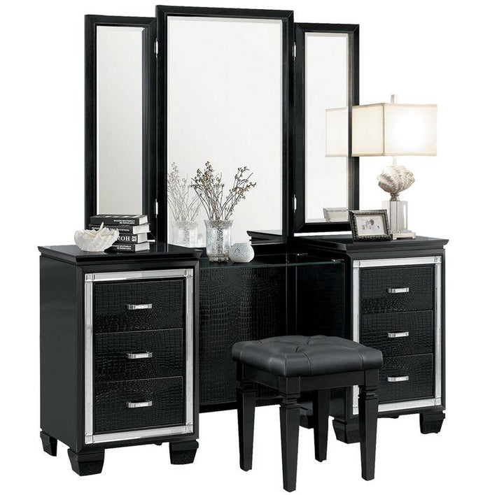 Allura Vanity Stool in Black 1916BK-14 - Furniture World SW (WA)