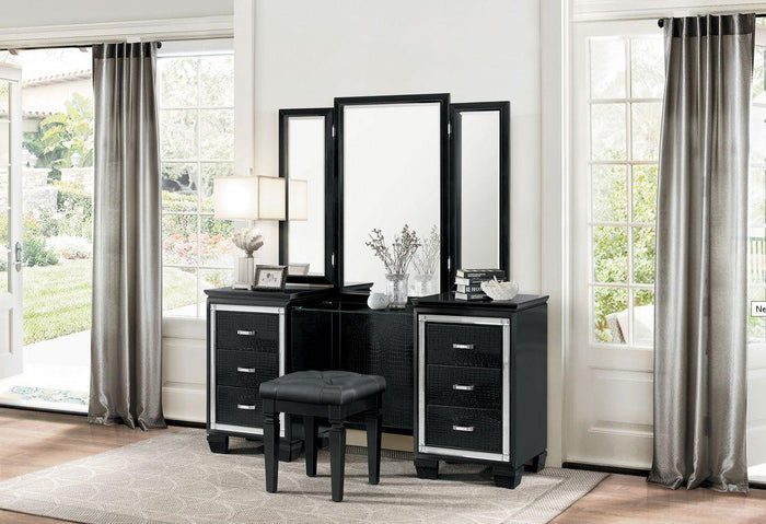 Allura Vanity Stool in Black 1916BK-14 - Furniture World SW (WA)