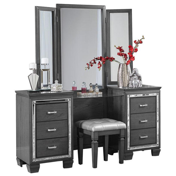 Allura Vanity Stool in Gray 1916GY-14 - Furniture World SW (WA)