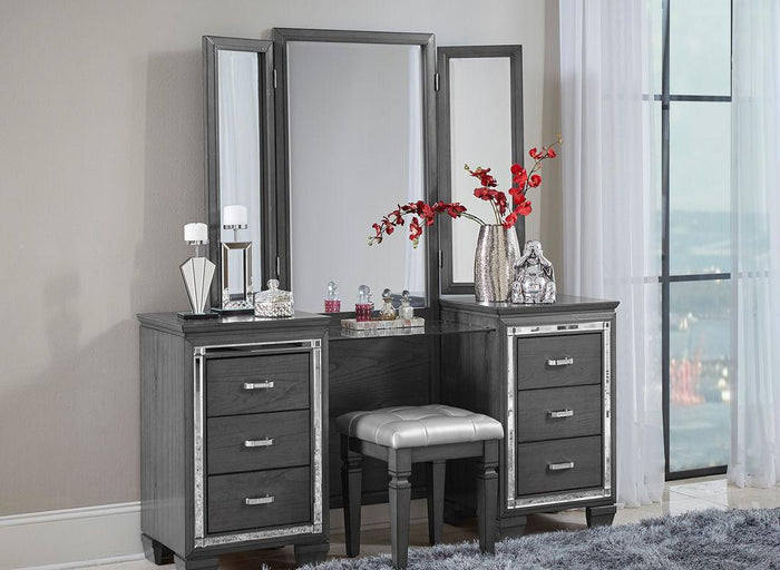 Allura Vanity Stool in Gray 1916GY-14 - Furniture World SW (WA)