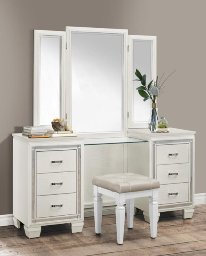 Allura Vanity Stool in White 1916W-14 - Furniture World SW (WA)