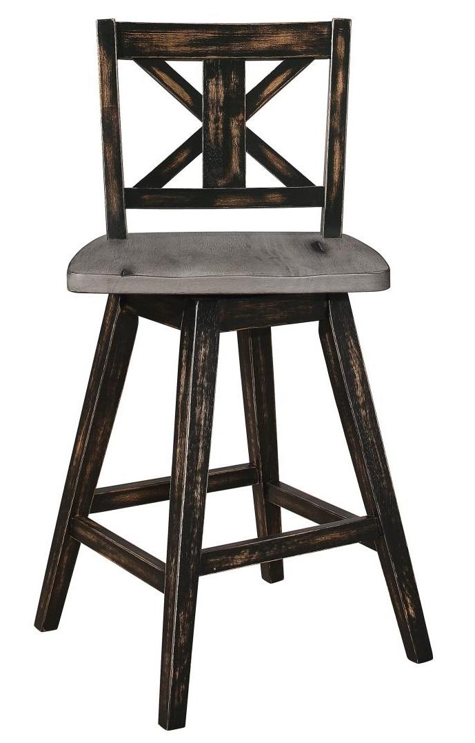 Amsonia Swivel Counter Height Chair in Gray and Black (Set of 2) - Furniture World SW (WA)