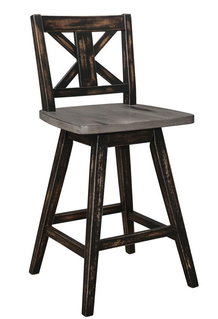Amsonia Swivel Counter Height Chair in Gray and Black (Set of 2) - Furniture World SW (WA)