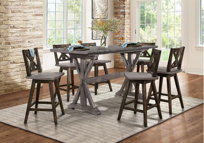 Amsonia Swivel Counter Height Chair in Gray and Black (Set of 2) - Furniture World SW (WA)