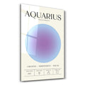 Aquarius zodiac glass wall art from Artdesigna's Aura Collection featuring a sleek, artistic Aquarius symbol in clear glass.
