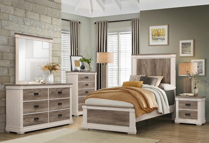 Arcadia Nightstand in White & Weathered Gray 1677-4 - Furniture World SW (WA)