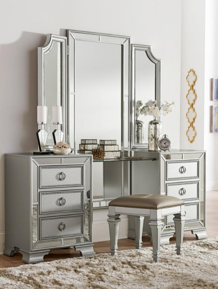 Avondale Vanity Stool in Silver 1646-14 - Furniture World SW (WA)
