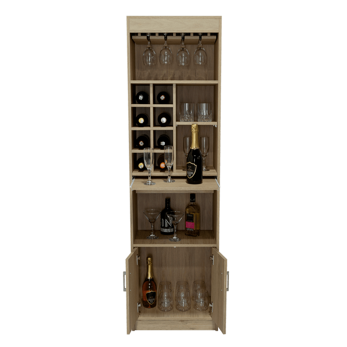 BAR CELESTE, BEIGE, DOS PUERTAS, ESPACIO PARA COPAS Y VINO