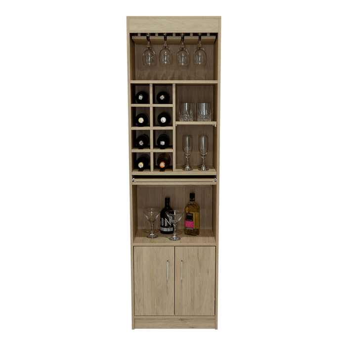 BAR CELESTE, BEIGE, DOS PUERTAS, ESPACIO PARA COPAS Y VINO