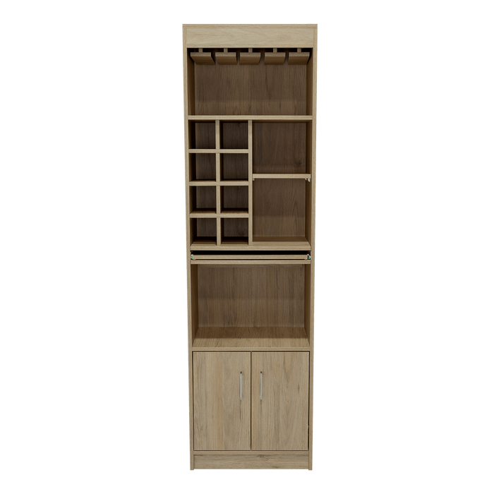 BAR CELESTE, BEIGE, DOS PUERTAS, ESPACIO PARA COPAS Y VINO