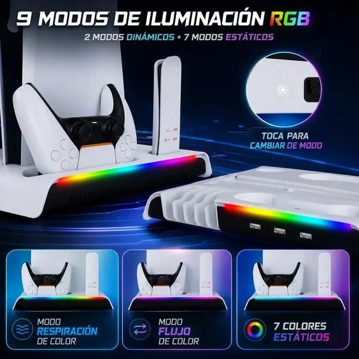 BASE REFRIGERANTE PS5 CARGA RÁPIDA INDICADOR LED PREMIUM