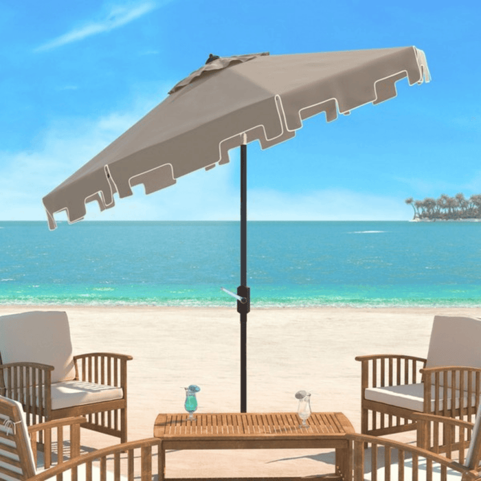 Beige 9 Foot Market Crank Outdoor Patio Umbrella - Outdoor Umbrellas - The Well Appointed House
