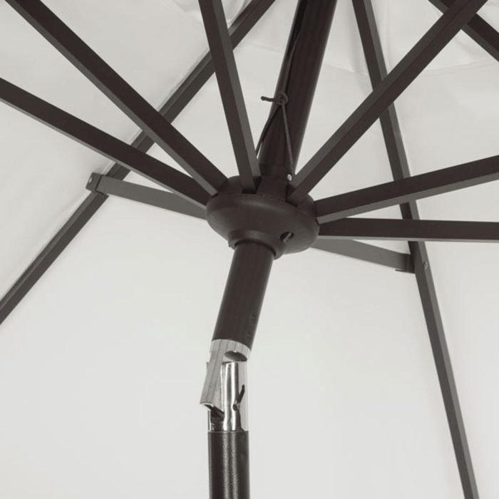 Beige and Navy Valance Outdoor Patio Umbrella - Outdoor Umbrellas - The Well Appointed House