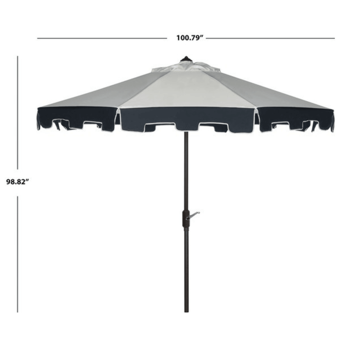 Beige and Navy Valance Outdoor Patio Umbrella - Outdoor Umbrellas - The Well Appointed House