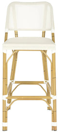 Beige Indoor-Outdoor Bar Stool With Faux Bamboo Frame - Outdoor Bar & Counter Stools - The Well Appointed House