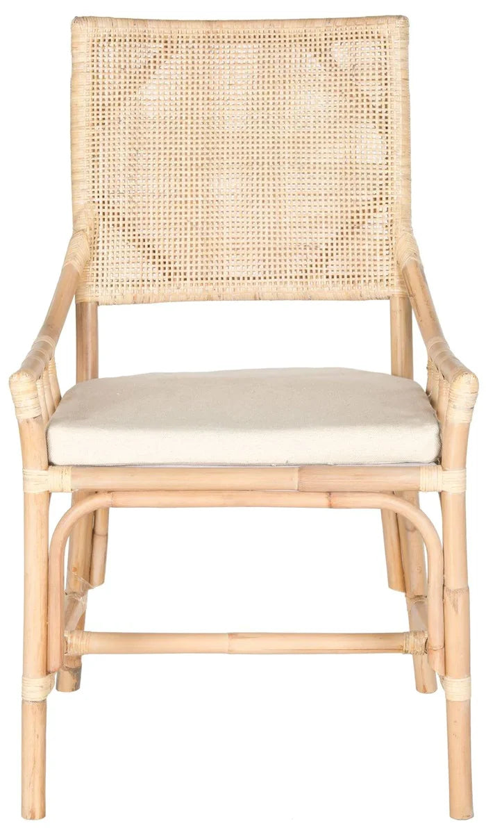 Bermuda Natural White Wash Rattan Armchair With Cushion - Accent Chairs - The Well Appointed House