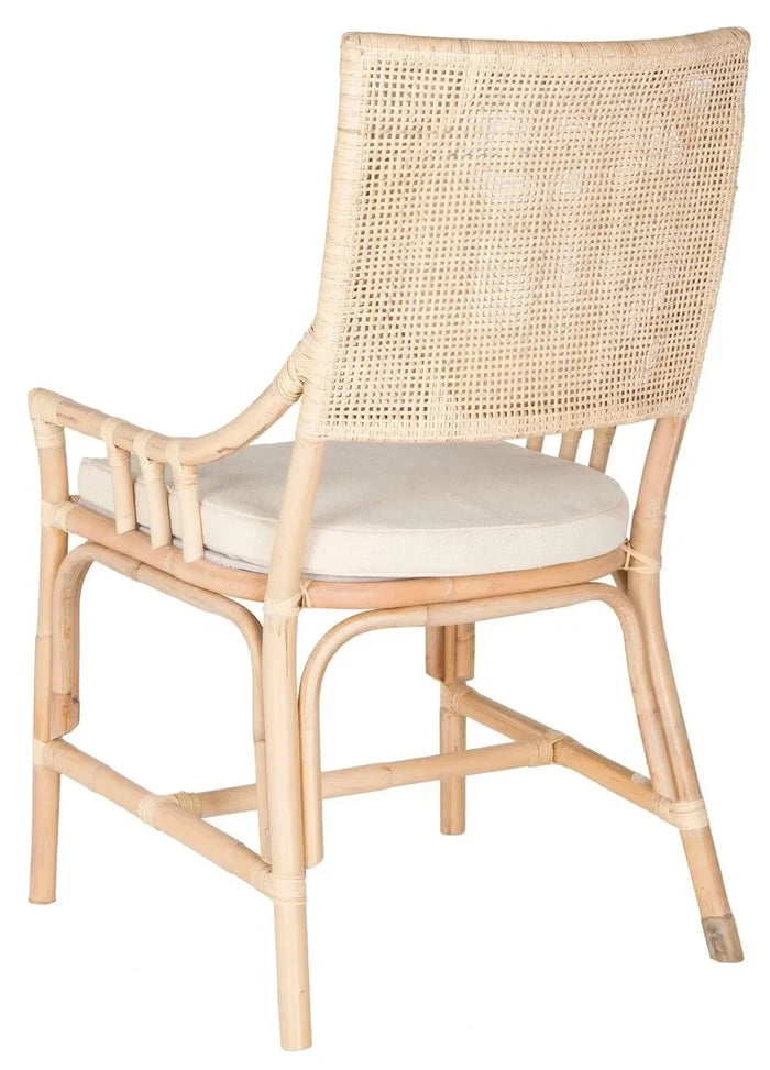 Bermuda Natural White Wash Rattan Armchair With Cushion - Accent Chairs - The Well Appointed House