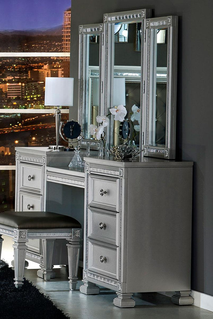 Bevelle Vanity Stool in Silver 1958-14 - Furniture World SW (WA)