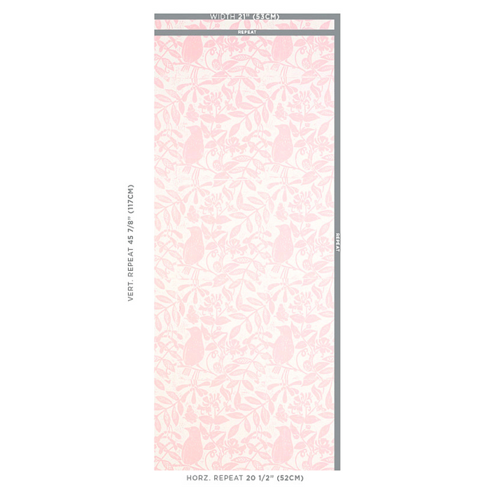 Schumacher Bird & Bee Wallpaper in Pink - The Well Appointed House
