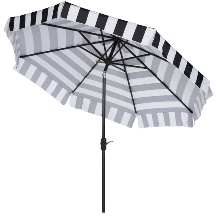 Black and White Striped 9 Foot Tall Outdoor Patio Umbrella - Outdoor Umbrellas - The Well Appointed House