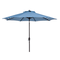 Blue and White Outdoor Crank Umbrella With Striped Interior - Outdoor Umbrellas - The Well Appointed House