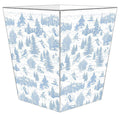 Blue Ski Toile Decoupage Wastebasket and Optional Tissue Box - Wastebasket Sets - The Well Appointed House