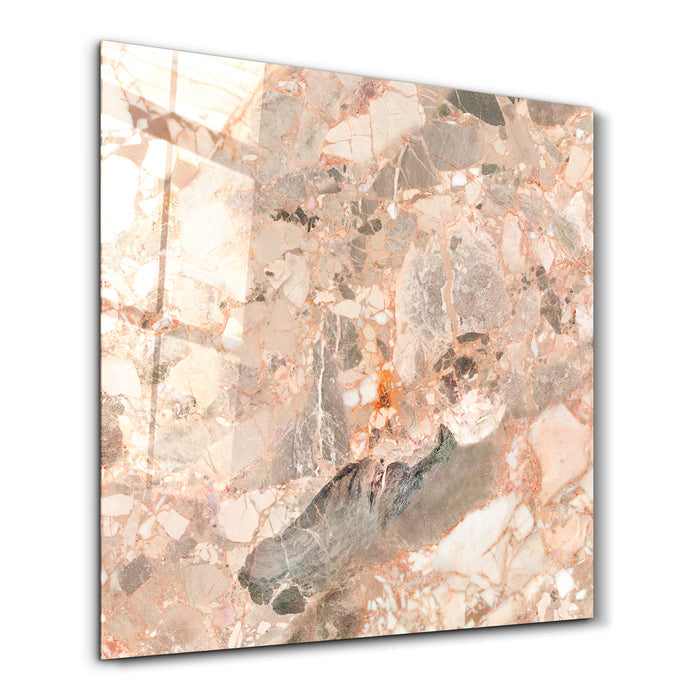 Blush Mosaic 2 Square Art | Glass Wall Art