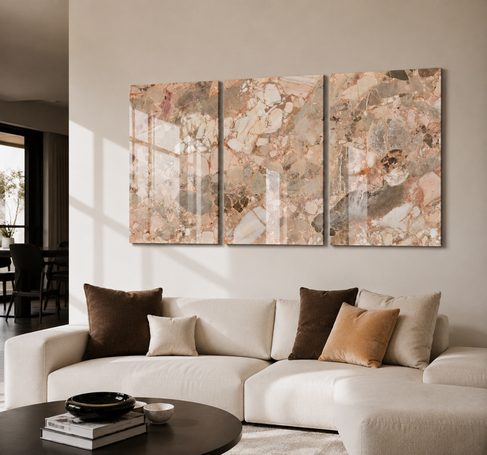 Blush Mosaic Trio | Glass Wall Art