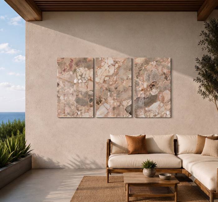 Blush Mosaic Trio | Glass Wall Art