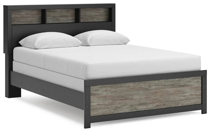 Black/Gray / Queen / Bookcase Bed