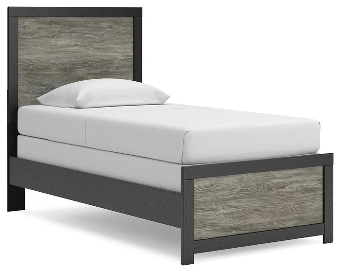 Black/Gray / Twin / Panel Bed