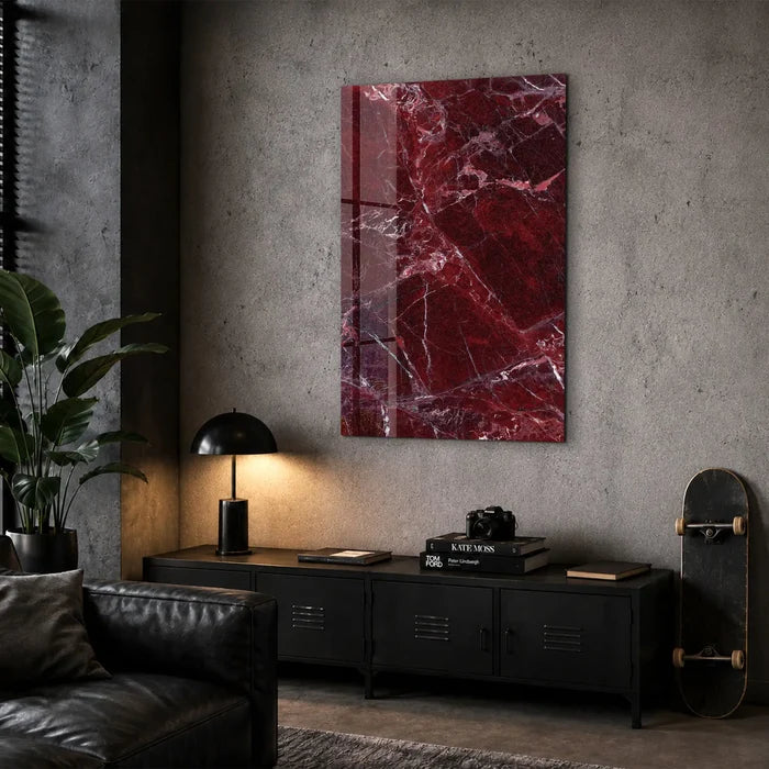 Burgundy Stone | Glass Wall Art
