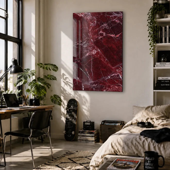 Burgundy Stone | Glass Wall Art