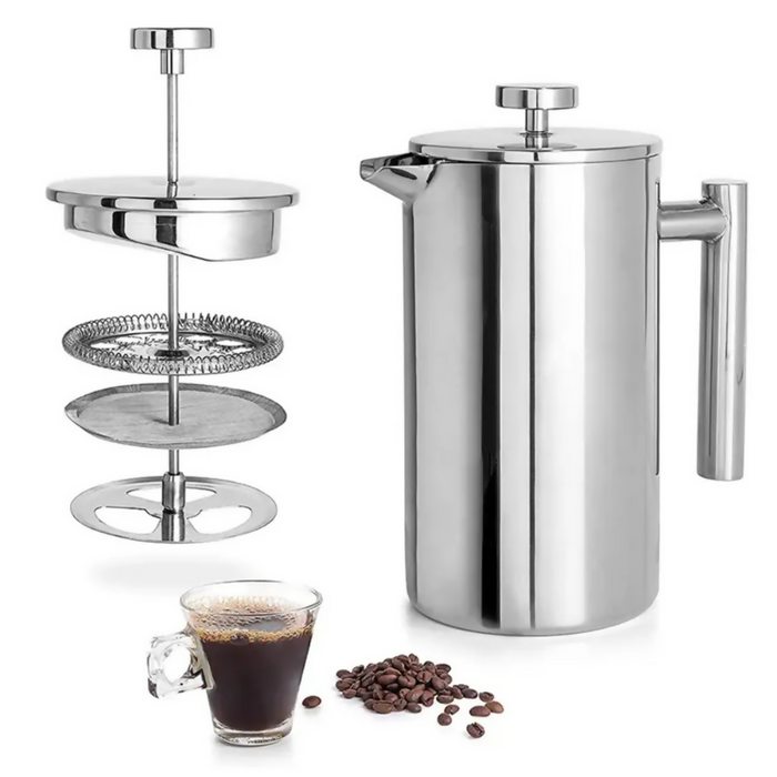 CAFETERA PRENSA FRANCESA ACERO INOXIDABLE DOBLE PARED 1000ML