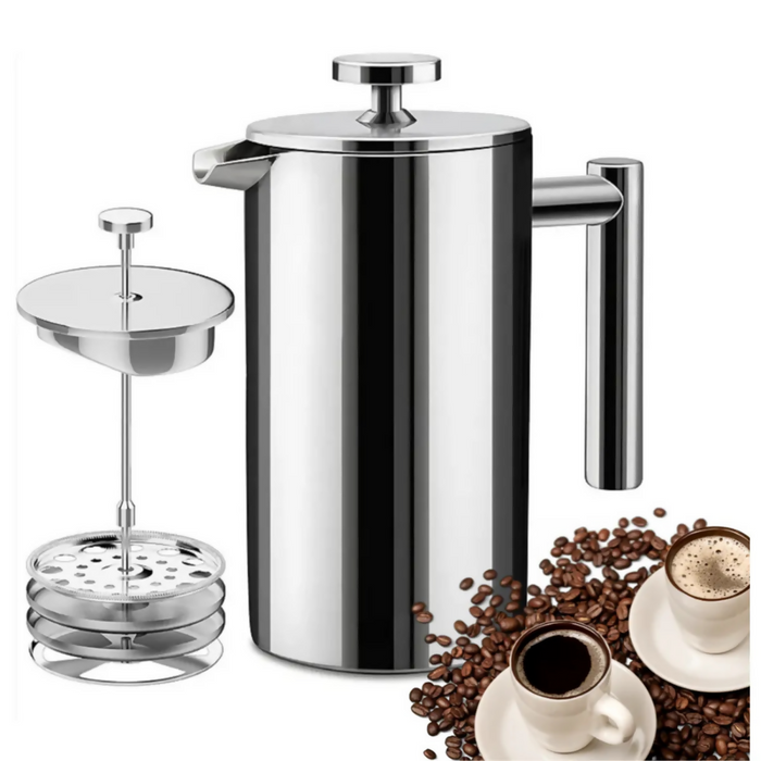 CAFETERA PRENSA FRANCESA ACERO INOXIDABLE DOBLE PARED 1000ML