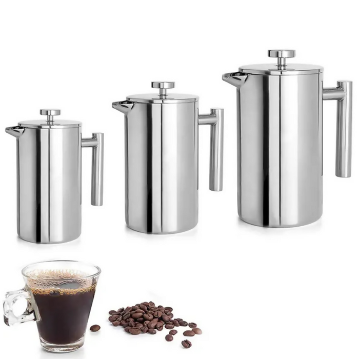 CAFETERA PRENSA FRANCESA ACERO INOXIDABLE DOBLE PARED 1000ML
