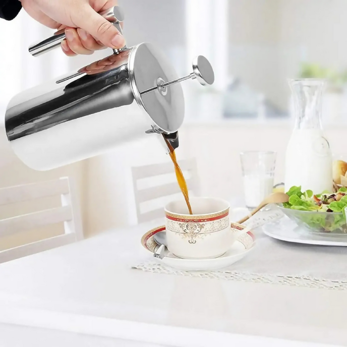 CAFETERA PRENSA FRANCESA ACERO INOXIDABLE DOBLE PARED 1000ML