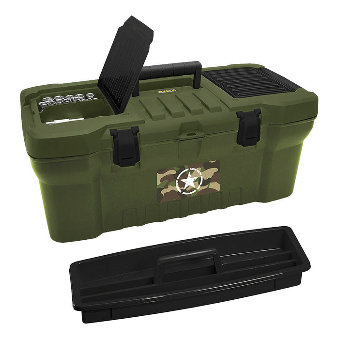 Caja Herramientas 16" Cerradura Plástica Verde
