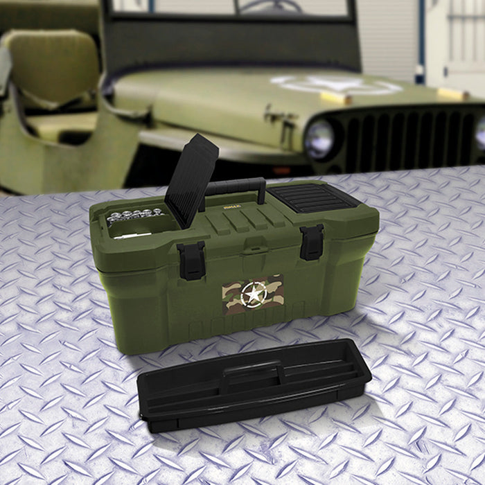 Caja Herramientas 16" Cerradura Plástica Verde