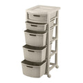 Cajonero Apariencia Rattan 2 Gavetas Bajas + 3 Gavetas Altas Taupe