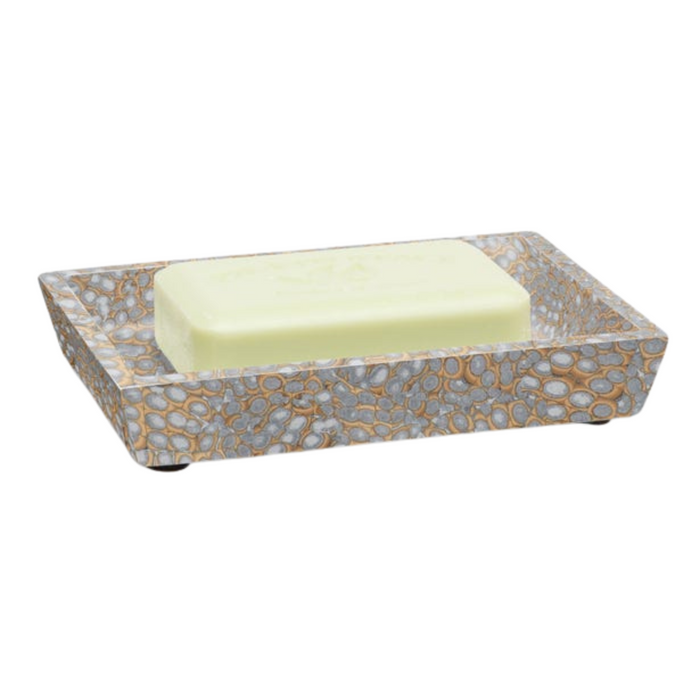 Callas Soap Dish in Silver Lacquered Cracked Eggshell - The Well Appointed House