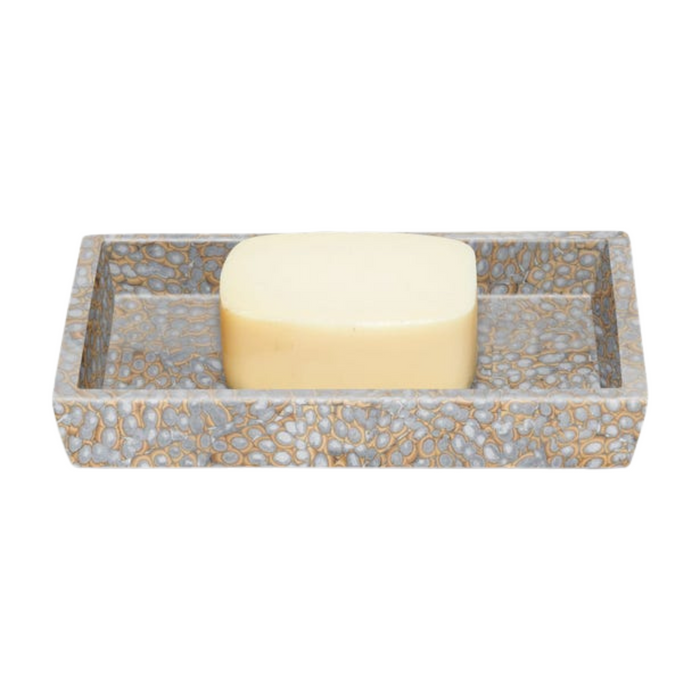 Callas Soap Dish in Silver Lacquered Cracked Eggshell - The Well Appointed House
