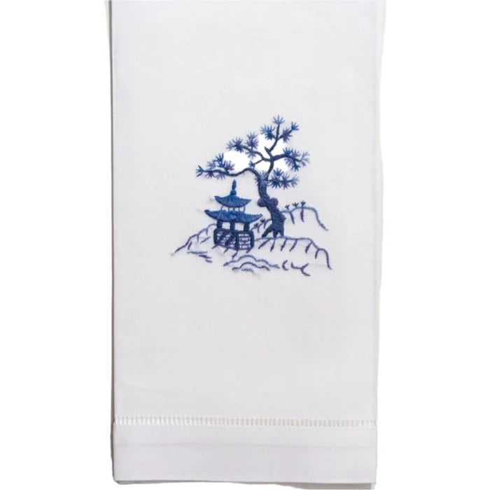 Set of 2 Canton Blue Embroidered Hand Towels - Hand Towels - The Well Appointed House