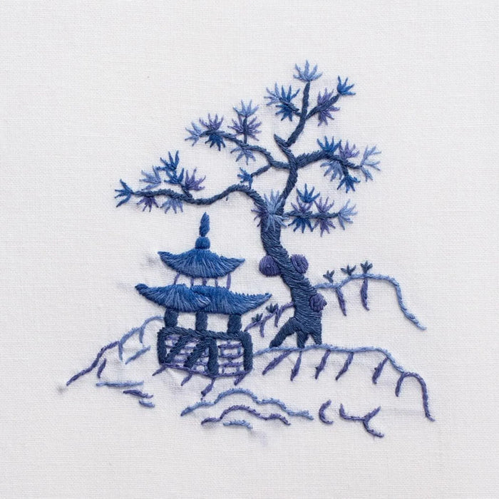 Set of 2 Canton Blue Embroidered Hand Towels - Hand Towels - The Well Appointed House
