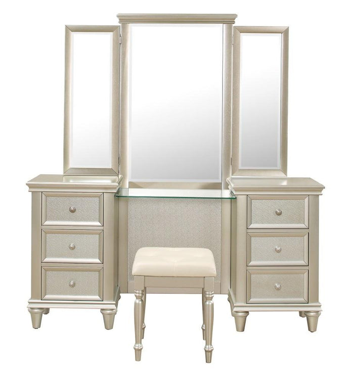 Celandine Vanity Stool in Pearl/Silver 1928-14 - Furniture World SW (WA)
