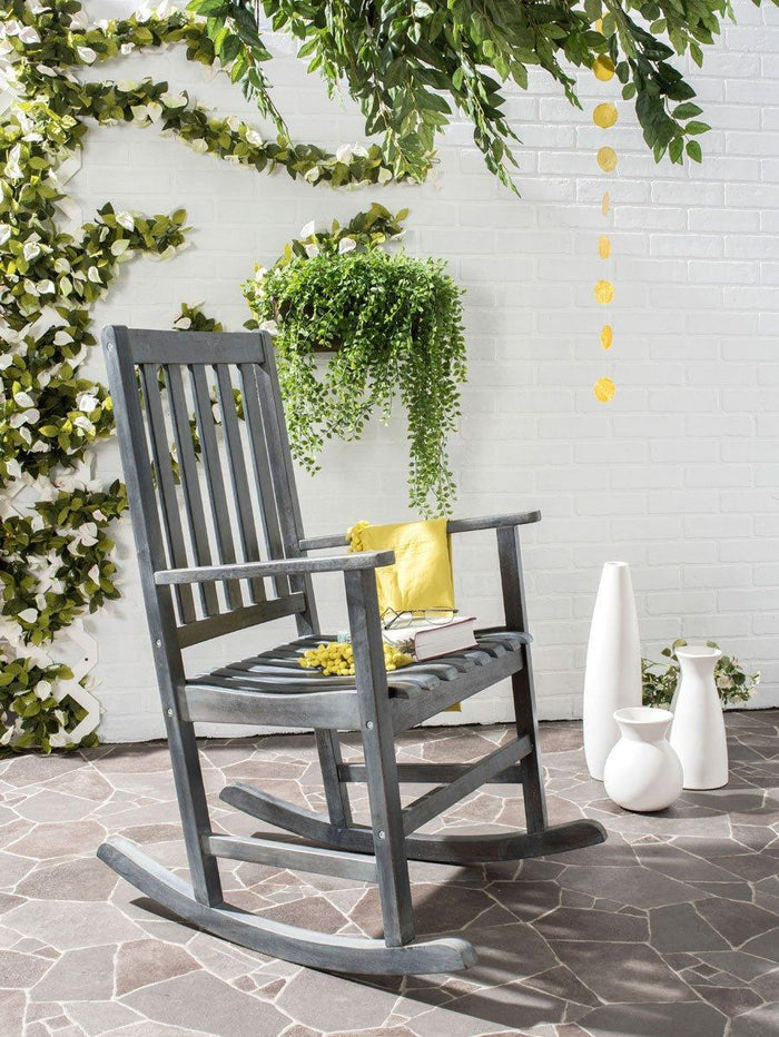 Charcoal Grey Acacia Classic Porch Rocker - Outdoor Chairs & Chaises - The Well Appointed House