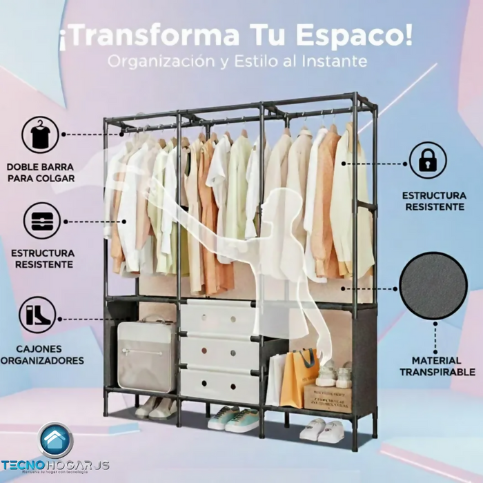 CLOSET ORGANIZADOR 3 ESPACIOS ZAPATERO ESTANTE